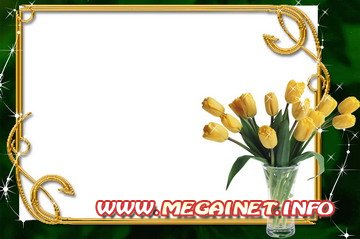Красивая рамка для фото - Желтые тюльпаны на 8 марта