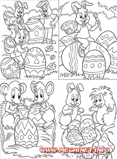 Раскраски для детей - Пасха и пасхальные яйца