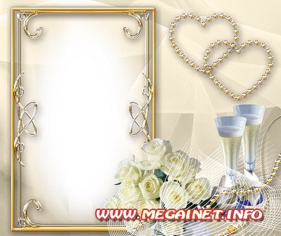 Рамка для свадебных фотографий - Букет белых роз