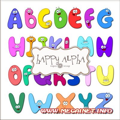 Буквы английского алфавита для фотошопа - Веселый алфавит