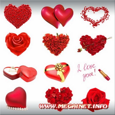 Клипарт PNG - Красные сердечки ко Дню Валентина