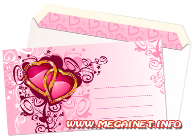 Розовый шаблон романтического конверта