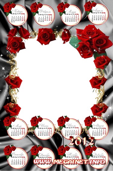 Календарь рамка 2012 - Красные розы