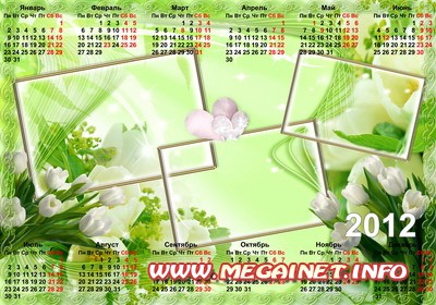 Календарь рамка 2012 - Белые тюльпаны