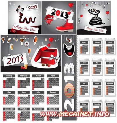 Векторные шаблоны для календаря на 2013 год