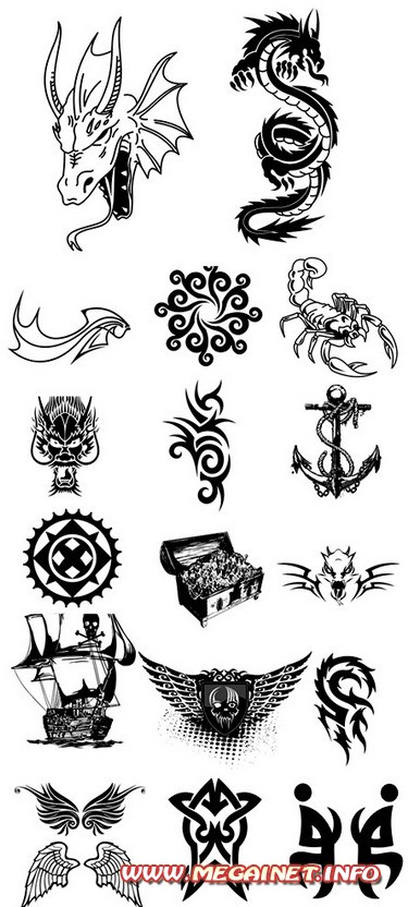 Эскизы черно-белых татуировок