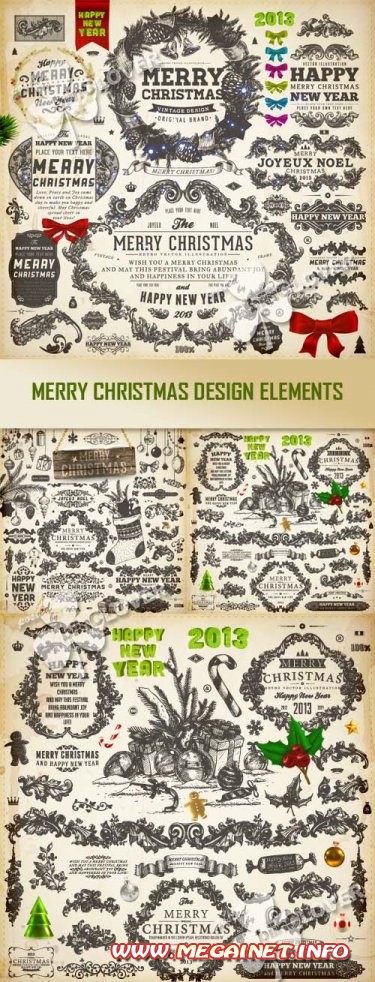 Векторные элементы для дизайна - Merry Christmas