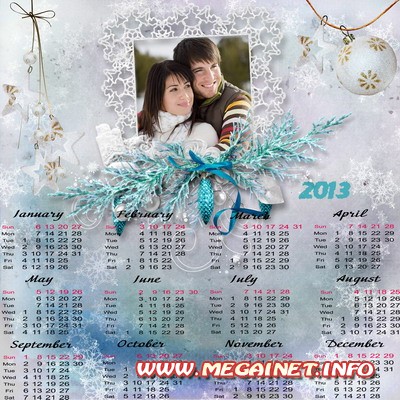 Зимний настенный календарь с рамкой на 2013 год