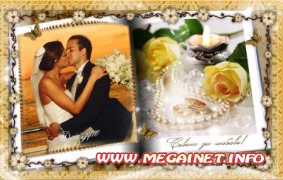 Свадебная рамка для фото - Жемчуг и розы