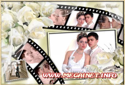 Свадебная рамочка для фото - Белая роза любви