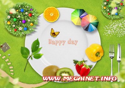 Шаблон для фотошопа - Happy day Шаблон для фотошопа - Happy day