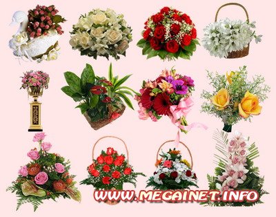 Растровый клипарт - Букеты цветов Растровый клипарт - Букеты цветов