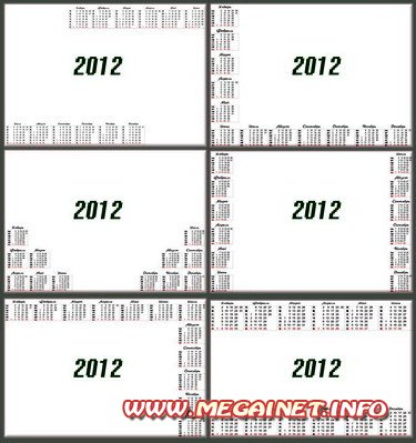Календарные сетки на 2012 год