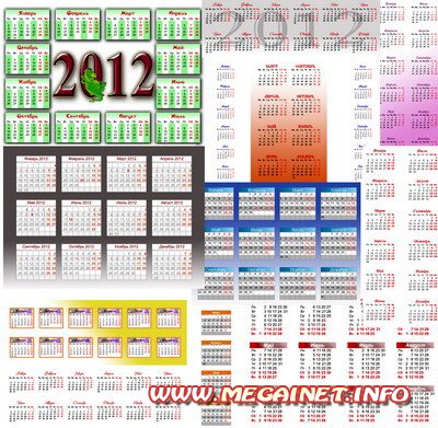 Для фотошопа шаблоны - Календарная сетка 2012 ( 3 часть )