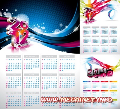 Векторные шаблоны календарей на 2012 год