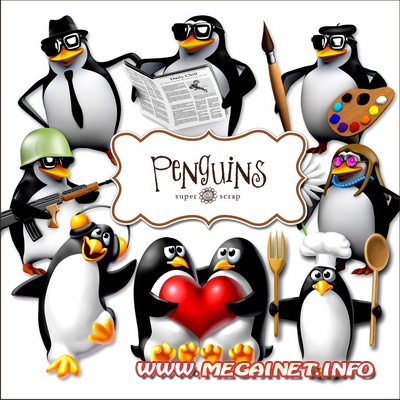 Клипарт для фотошопа - Пингвины