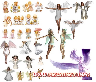 Клипарт для фотошопа - Ангелочки и девушки Ангелы