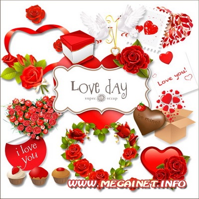 Скрап набор для фотошопа - Love day Скрап набор для фотошопа - Love day