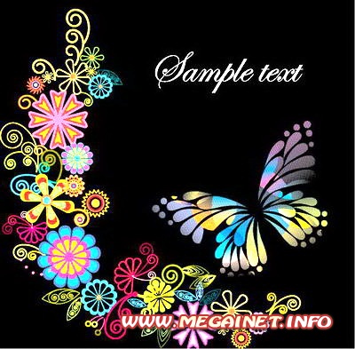 Векторные фоны - Цветы и бабочки Векторные фоны - Цветы и бабочки