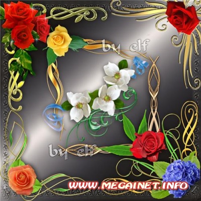 Клипарт PNG - Цветочные уголки Клипарт PNG - Цветочные уголки