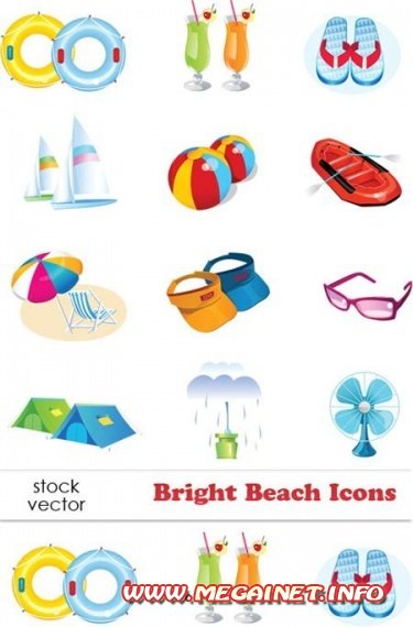Векторные иконки - Bright Beach Icons Векторные иконки - Bright Beach Icons