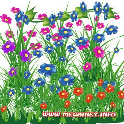 Растровые клипарты - Цветы и трава Растровые клипарты - Цветы и трава