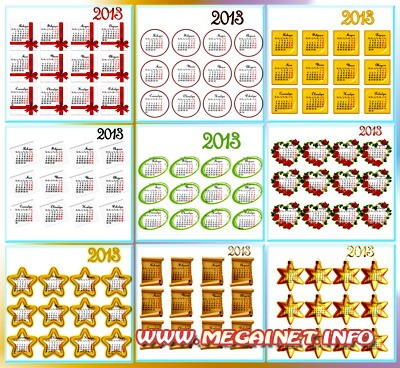 Шаблоны PNG - Календарные сетки 2013 Шаблоны PNG - Календарные сетки 2013