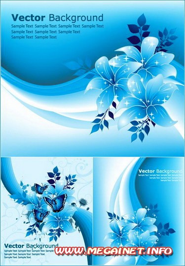 Векторные голубые фоны с цветами