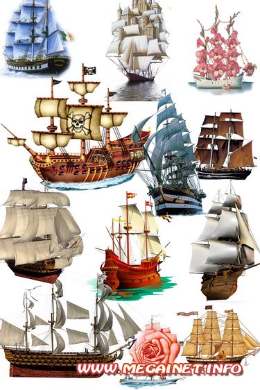 Клипарт для фотошопа - Парусники и корабли