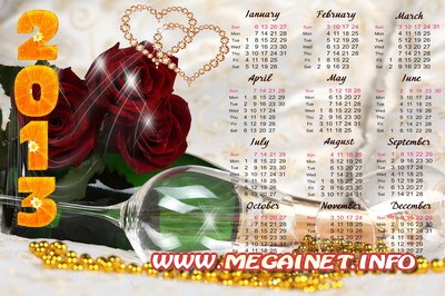 Романтический настенный календарь на 2013 и 2014 года