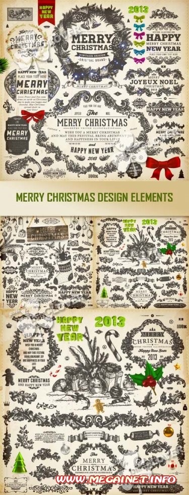 Векторные элементы для дизайна - Merry Christmas Векторные элементы для дизайна - Merry Christmas