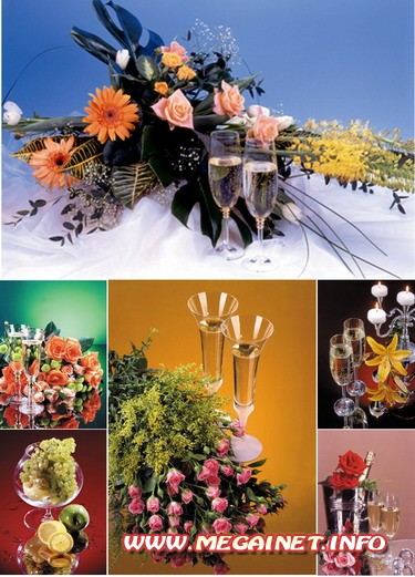 Праздничный фотосток - Цветы и шампанское
