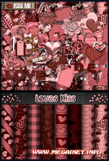 Романтический скрап набор - Loves Kiss Романтический скрап набор - Loves Kiss