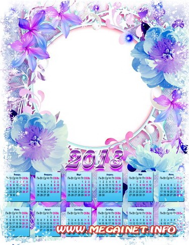 Цветочный шаблон календаря на 2013 год