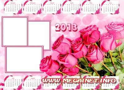 Календарь 2013 с тремя рамка для фото - Розы