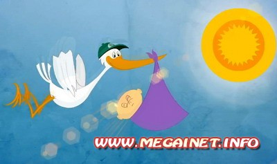 Футаж детский - Аист несет ребенка Футаж детский - Аист несет ребенка