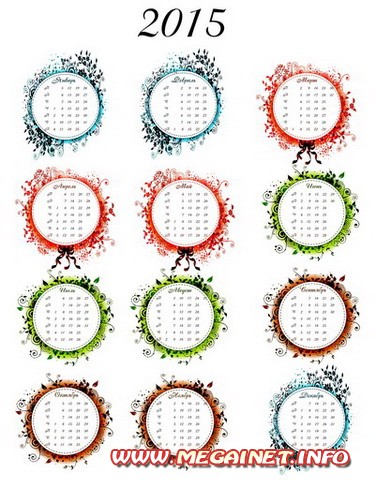 Календарные сетки на 2014 год и 2015 год