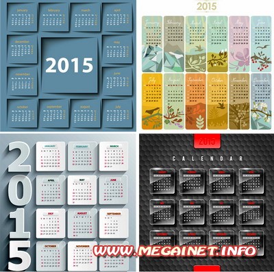 Векторные шаблоны календарных сеток на 2015 год